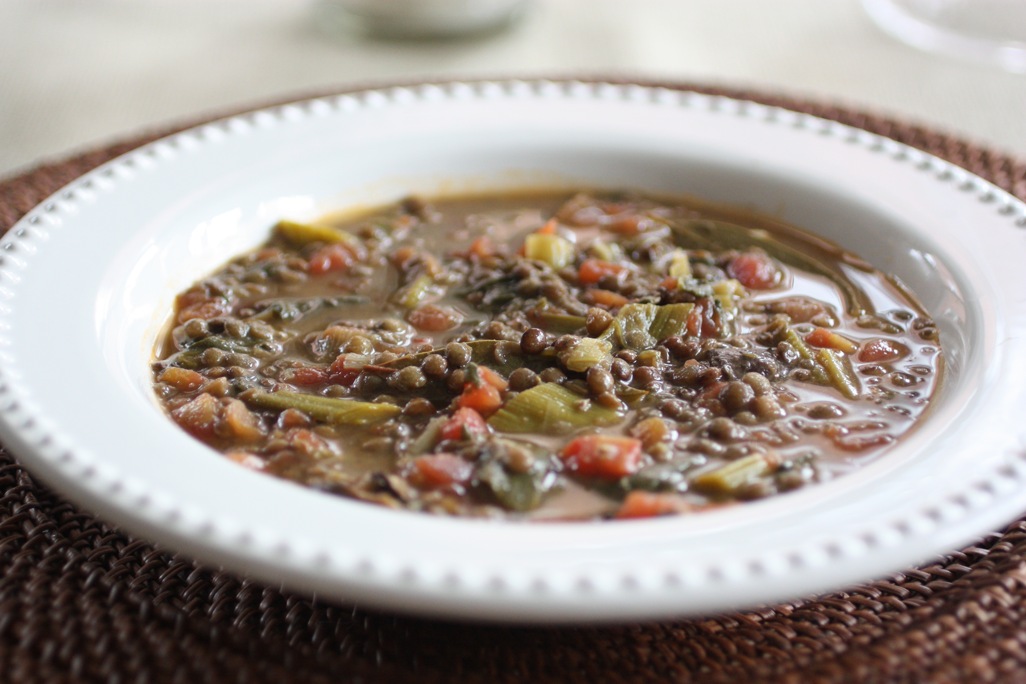 French Lentil Soup with Mushrooms and Kale